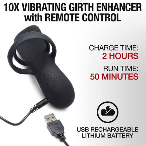 XR Brands Trinity Dual Motor Silicone Vibrating Cock Ring with Girth Enhancement - Pumps, Extenders and Sleeves