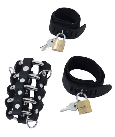 Spartacus Enterprises Triple Cock Chastity Combo Set with Multi Ring Design - Male Chastity