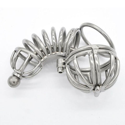 BDStyle Ultimate Cock and Ball Cage Short with Urethral Sound Chastity Device - Male Chastity