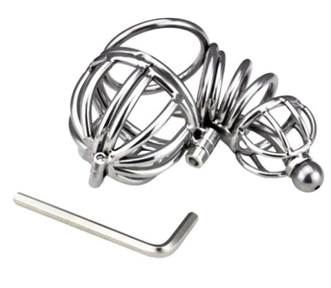 BDStyle Ultimate Cock and Ball Cage Short with Urethral Sound Chastity Device - Male Chastity