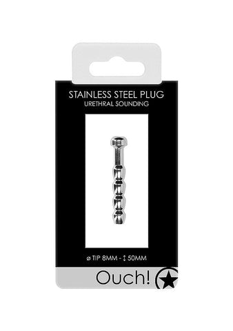 Precision Crafted Urethral Delight Stainless Steel Plug with Ribbed Texture - Penis Plugs