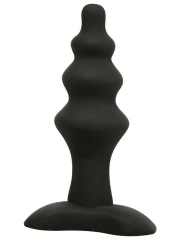 Velvet Pleasure Silky Smooth Vibrator Ribbed Silicone Butt Plug for Anal Play - Butt Plugs