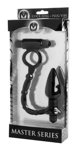XR Brands Viaticus Cock Ring With Anal Vibe Plug Dual Stimulation - Cock Rings