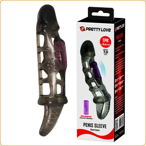 BDStyle Vibration Crystal Penis Sleeve with Textured Vibrating Design - Pumps, Extenders and Sleeves