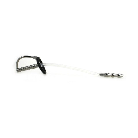 BDStyle Wee Ribbed Metal & Silicone Flexible Penis Plug Dual Material Design - Penis Plugs