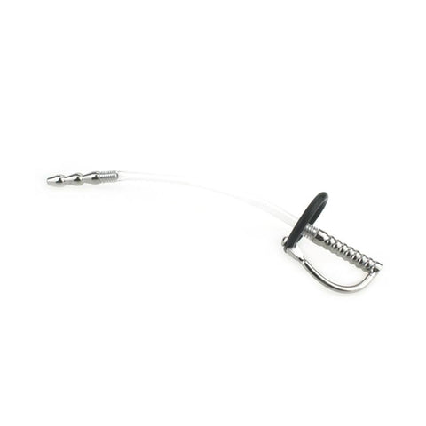 BDStyle Wee Ribbed Metal & Silicone Flexible Penis Plug Dual Material Design - Penis Plugs