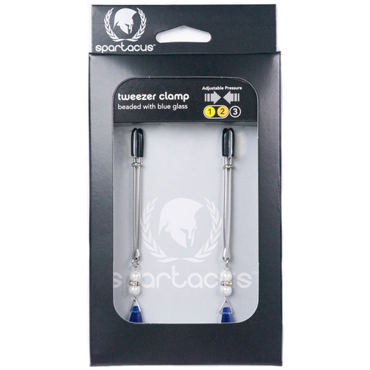 Spartacus Adjustable Lavish Tweezer Clamps with Pearl - - Nipple and Clit Clamps