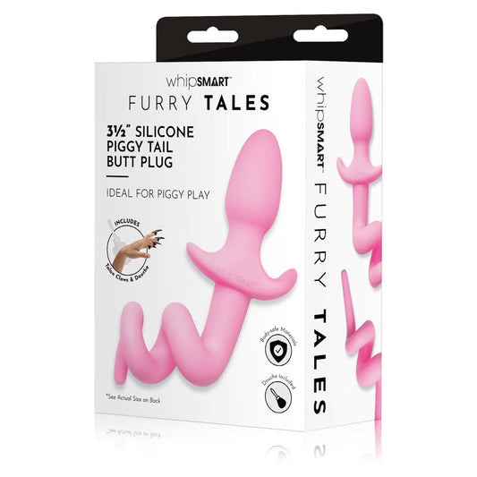 WhipSmart 3.5 Inch Piggy Tail Furry Butt Plug - - Butt Plugs