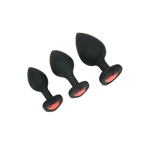 Crystal Heart Anal Training Set - Discover Pleasure at Your Pace - Butt Plugs