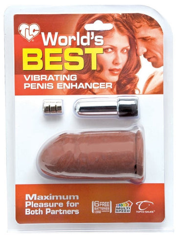Topco Worlds Best Vibrating Penis Enhancer Brown with 3 Inch Extension - Pumps, Extenders and Sleeves