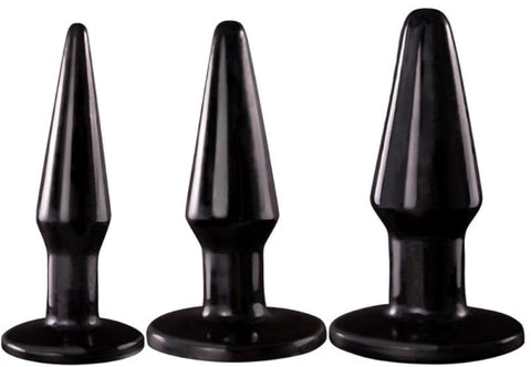 NANMA Corporation Xplorer Anal Training Butt Plug Kit Black Progressive Set - Butt Plugs