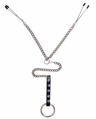 Y Style Adjustable Tweezer Clamps With Cock Ring Multi Zone Stimulation - Ball and Cock Toys