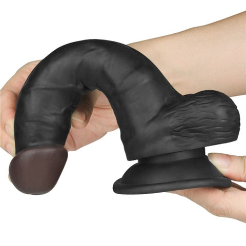 Lovetoy 7.5 Inches Easy Strap On Dildo Set Black with Adjustable Harness - Strap On Sextoys