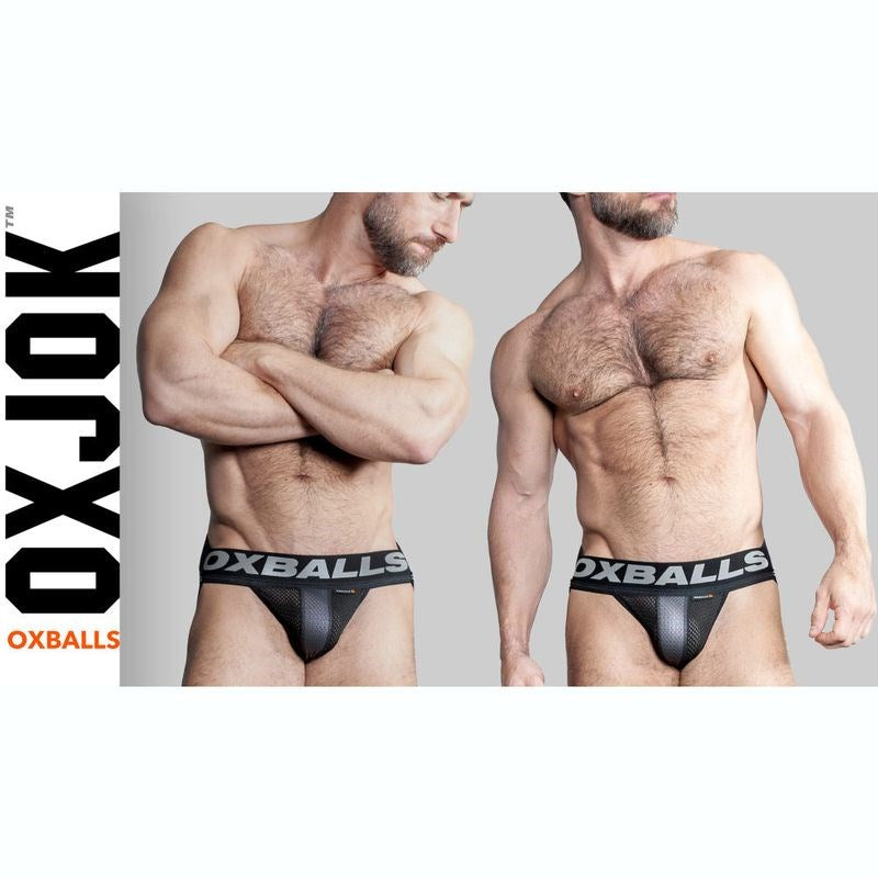 OxBalls Airmesh Swagger Sexy Mens Jockstrap Tar Black with Cock Ring - Jocks and G-Strings
