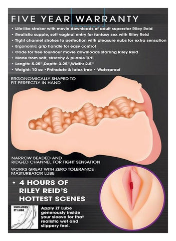 Zero Tolerance Riley Reid Realistic Vagina Stroker - Masturbators and Strokers
