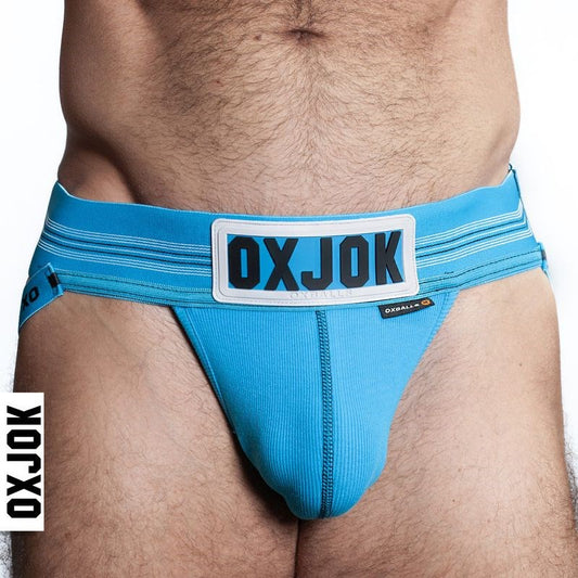 OxBalls Slingjock Upthrust Slider Strap Jock Pool Blue with Cock Ring - - Jocks and G-Strings