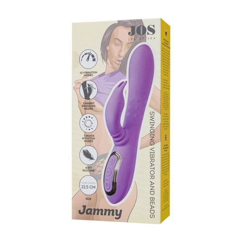 JOS Jammy USB Rechargeable Silicone Rabbit Vibrator with Rotating Clitoral - Lavender - Rabbit Vibrators