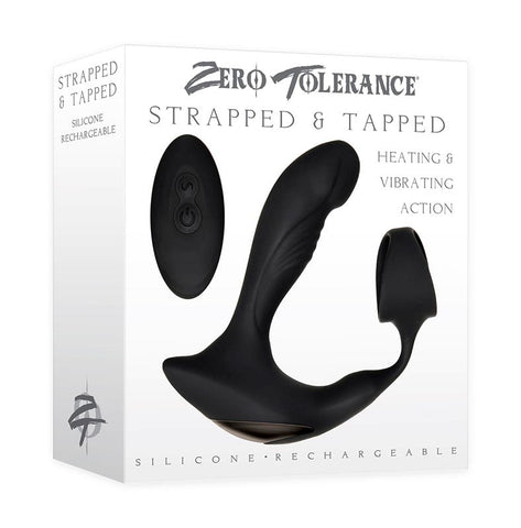 Zero Tolerance Strapped & Tapped Prostate Vibrator Black with Cock Ring - Butt Plugs