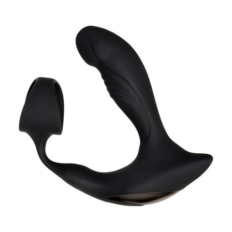 Zero Tolerance Strapped & Tapped Prostate Vibrator Black with Cock Ring - Butt Plugs