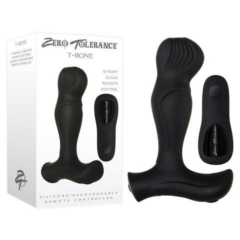 Zero Tolerance T Bone Vibrating Prostate Massager Black Remote Control - Prostate Toys