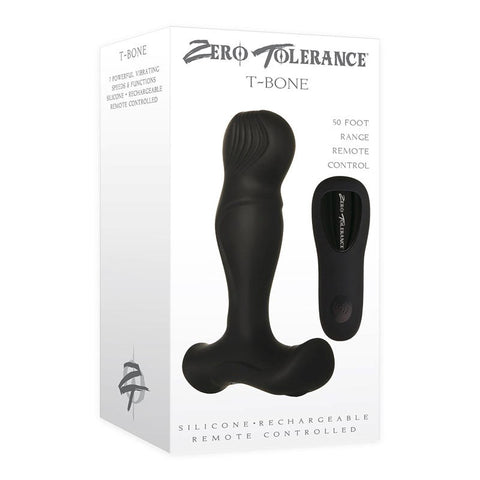Zero Tolerance T Bone Vibrating Prostate Massager Black Remote Control - Prostate Toys