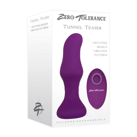 Zero Tolerance Tunnel Teaser Butt Plug with Remote Purple Rotating Beads - Butt Plugs