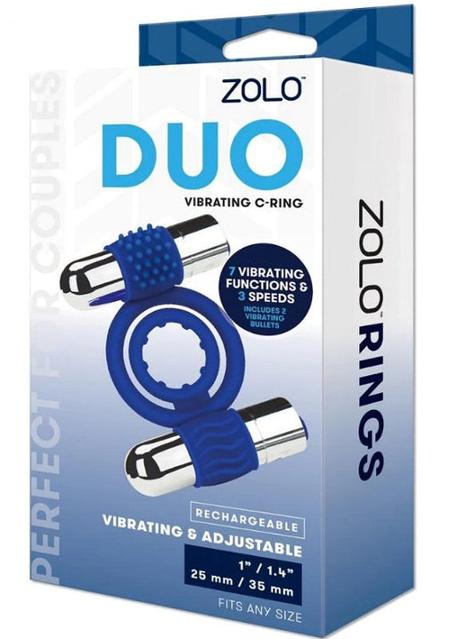 Zolo Duo Vibrating C-Ring Dom Gear Online - - Stretchy Cock Rings