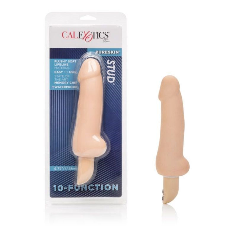 California Exotics Stud 10 Function PureSkin Vibrating Cock Ivory - - Realistic Dildos