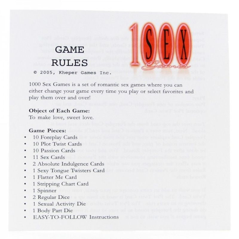 Kheper Games 1000 Sex Games Intimacy Card Game with Dice - - Sex Games, Coupons and Tricks
