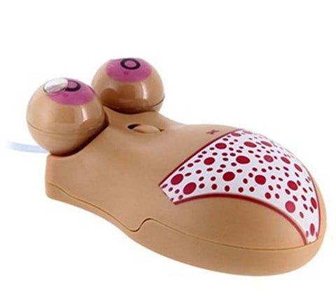 Hua Novelties 3D Boobie Mouse Novelty Computer Mouse with Breast Click Buttons - Bachelorette and Bucks