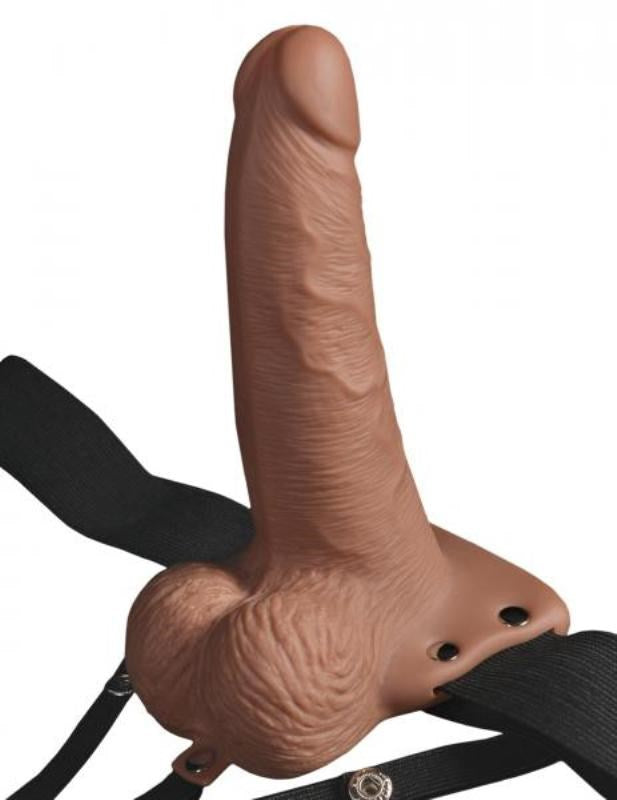 Pipedream Products Fetish Fantasy 6 inch Vibrating Hollow Strap On with Balls - - Strap On Sextoys