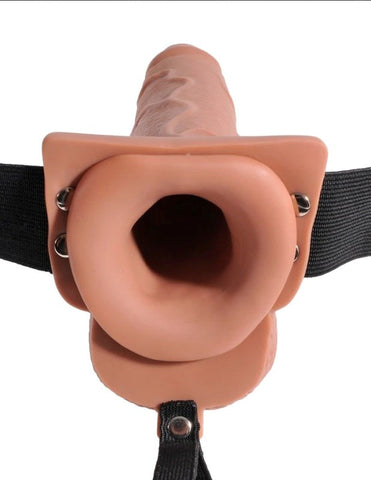 Pipedream Products Fetish Fantasy 7.5 inch Hollow Squirting Strap On with Balls - Strap On Sextoys