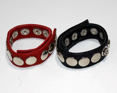 Hells Couture 8 Speed Black Leather Cock Ring with 8 Vibration Modes - Ball and Cock Toys