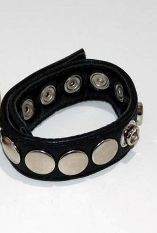 Hells Couture 8 Speed Red Leather Cock Ring Vibrating Enhancement - Ball and Cock Toys
