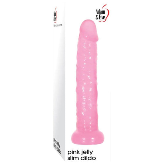 Adam & Eve Pink Jelly Slim Dildo Beginner Friendly TPR - - Realistic Dildos