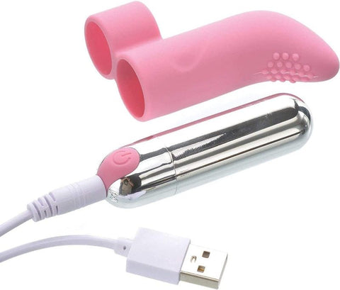 Adam & Eve Silicone Rechargeable Finger Vibe Textured Tip - Finger and Tongue Vibrators