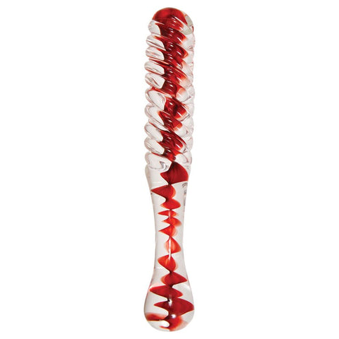 Adam & Eve Sweetheart Swirl Glass Dildo with Curved Design - Glass Sex Toys