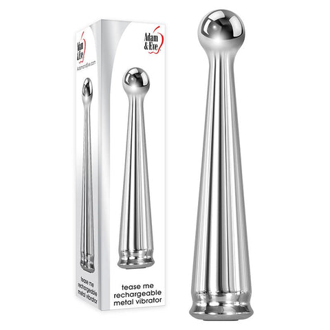 Adam & Eve Tease Me Rechargeable Metal Pleasure Vibrator with 10 Modes - Metal Vibrators