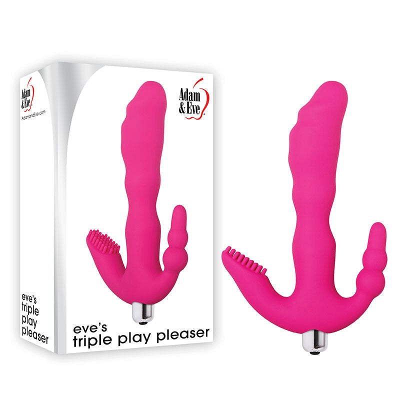 Adam & Eve Triple Play Pleaser Multi Zone Vibrator for Clitoral G Spot Stimulation - - G-Spot Vibrators