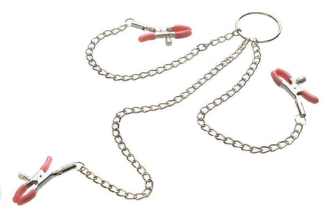Adam & Eve Chain Me Up Kink Clamps with Adjustable - Nipple and Clit Clamps