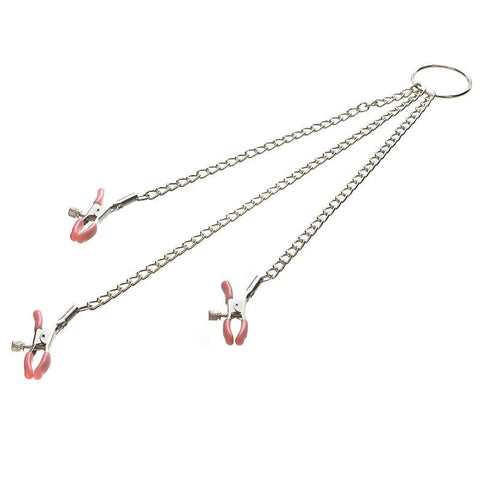 Adam & Eve Chain Me Up Kink Clamps with Adjustable - Nipple and Clit Clamps