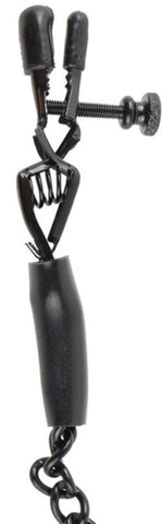 Pipedream Products Fetish Fantasy Adjustable Nipple Chain Clamps Black with Chain - Nipple and Clit Clamps