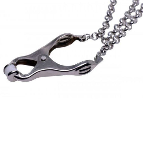 XR Brands Affix Triple Chain Nipple Clamps with Adjustable Pressure - Nipple and Clit Clamps
