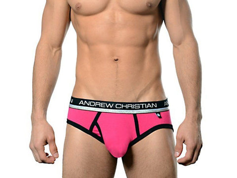 Andrew Christian Air Sculpt Brief Fuchsia Anatomical Pouch Enhancement - Mens Briefs And Boxers