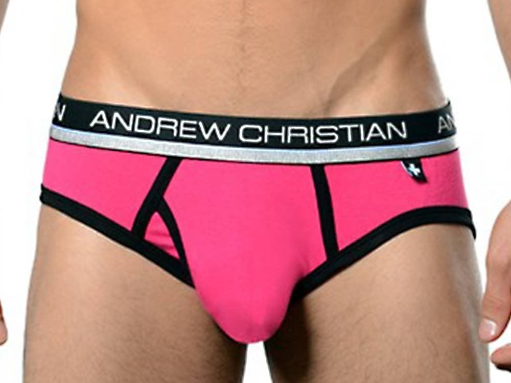 Andrew Christian Air Sculpt Brief Fuchsia Anatomical Pouch Enhancement - Mens Briefs And Boxers