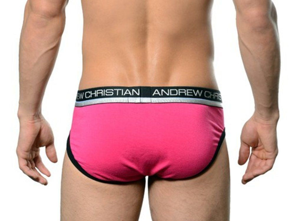 Andrew Christian Air Sculpt Brief Fuchsia Anatomical Pouch Enhancement - Mens Briefs And Boxers