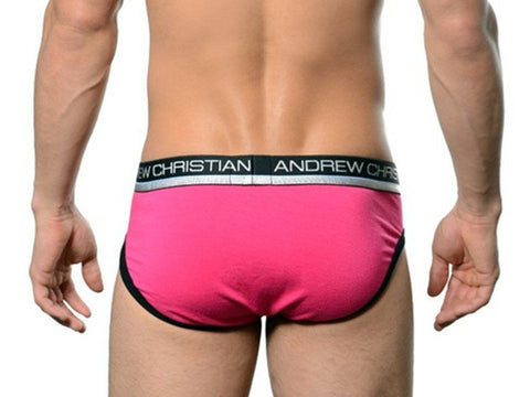 Andrew Christian Air Sculpt Brief Fuchsia Anatomical Pouch Enhancement - Mens Briefs And Boxers