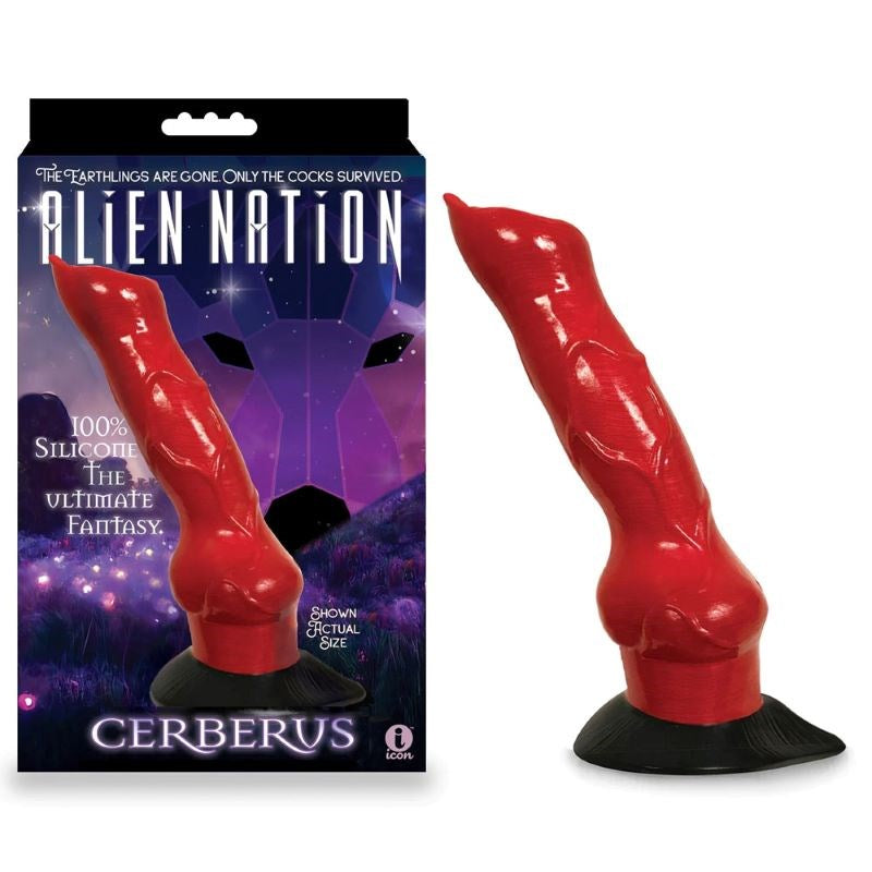Icon Brands Cerberus Harness Compatible Alien Dildo with Vibration - - Non-Realistic Dildos