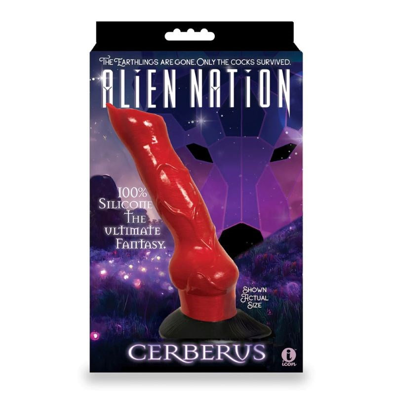 Icon Brands Cerberus Harness Compatible Alien Dildo with Vibration - - Non-Realistic Dildos