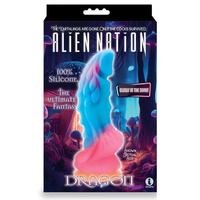 Icon Brands Alien Nations Glow Dragon Glow in Dark Fantasy Dildo - - Realistic Dildos